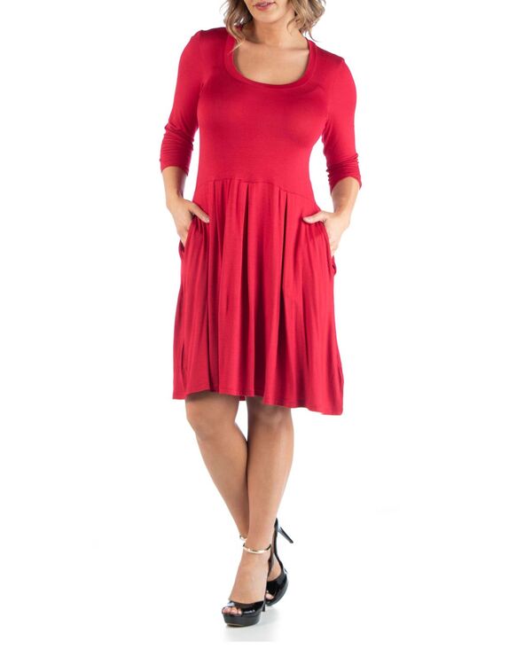 24 セブンコンフォート レディース トップス ワンピース プラスサイズ 24seven Comfort Apparel Women's Plus Size Fit and Flare Dress Red レッド