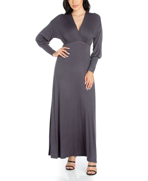 24 セブンコンフォート レディース トップス ワンピース マキシワンピース マキシ 24seven Comfort Apparel Women's Formal Long Sleeve Maxi Dress Charcoal チャコール