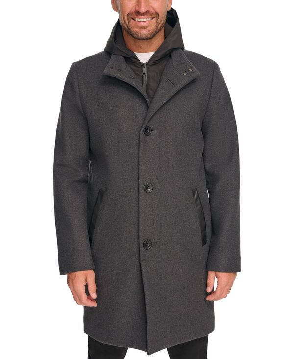 ケネスコール メンズ アウター ジャケット・ブルゾン コート Kenneth Cole Men's Removable Hood Button Car Coat Charcoal チャコール｜ReVida 店 21,560円