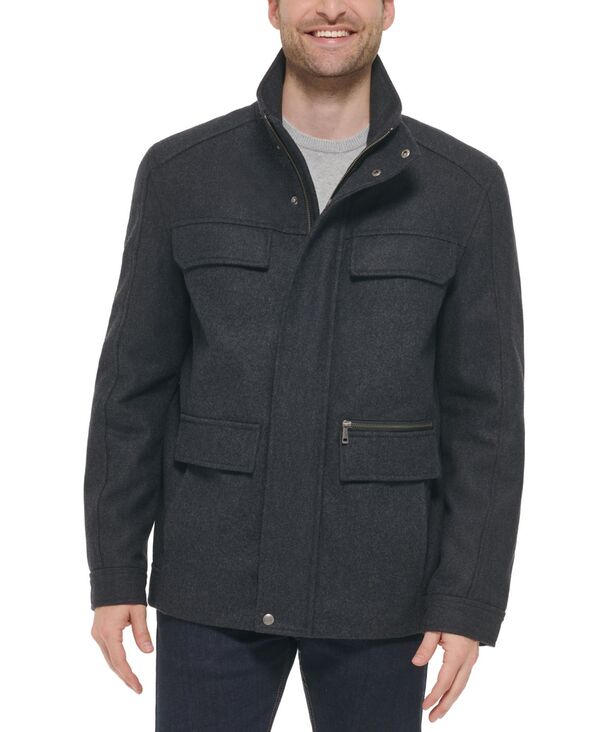 コールハーン メンズ アウター ジャケット・ブルゾン ウール コート Cole Haan Men's Melton Wool Multi-Pocket Field Coat Charcoal チャコール