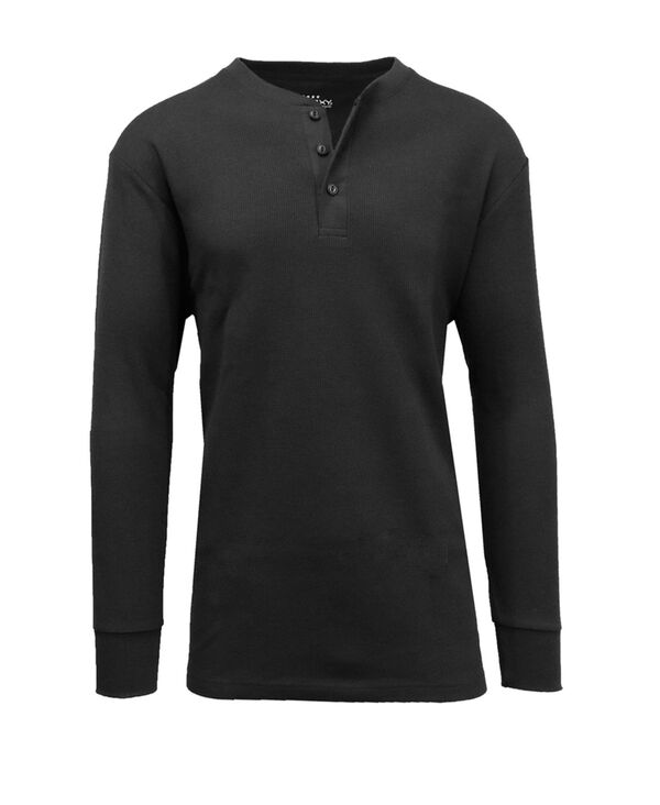 ギャラクシーバイハルビック メンズ トップス シャツ ニット Galaxy By Harvic Men's Oversized Waffle-Knit Thermal Henley Shirt Black ブラック