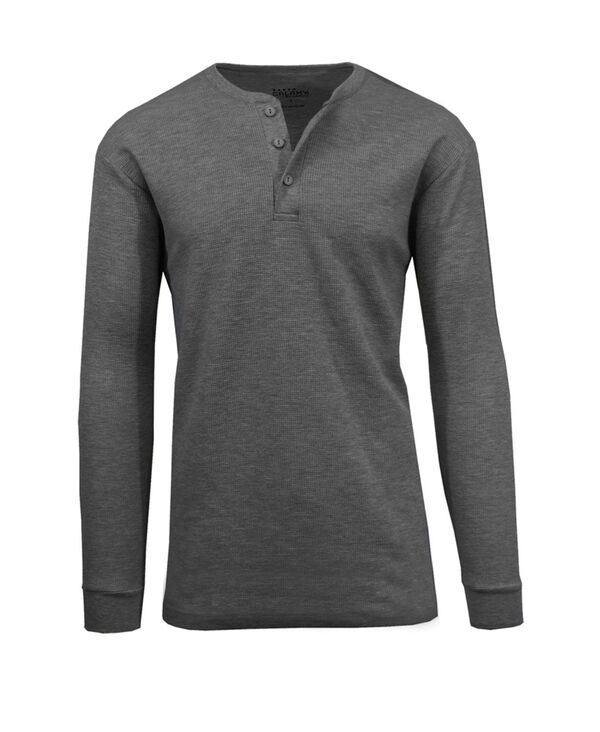 ギャラクシーバイハルビック メンズ トップス シャツ ニット Galaxy By Harvic Men's Oversized Waffle-Knit Thermal Henley Shirt Charcoal チャコール