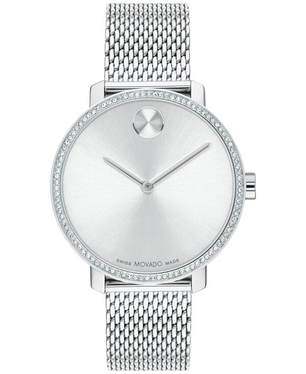 モバド レディース アクセサリー 腕時計 メッシュ Tシャツ Movado Women Swiss Bold Shimmer Stainless Steel Mesh Bracelet Watch 34mm Silver-tone シルバー