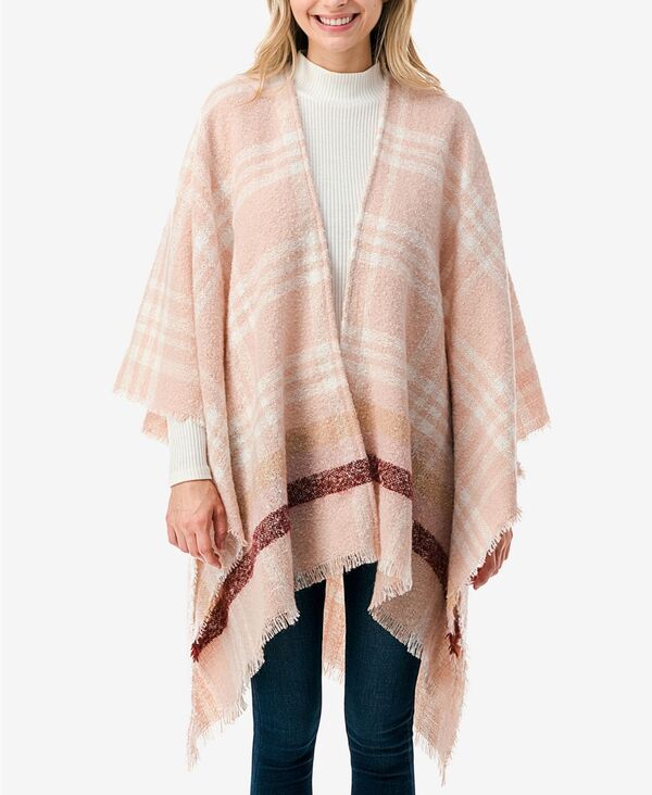 マーカスアドレール レディース アクセサリー マフラー・ストール・スカーフ Marcus Adler Women's Plaid Poncho Ivory アイボリー