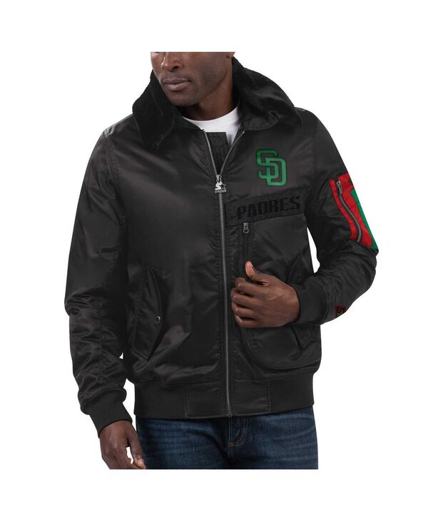 スターター メンズ アウター ジャケット・ブルゾン サテン ジャケット Starter Men's x Ty Mopkins Black San Diego Padres Black History Month Satin Full-Zip Jacket Black ブラック 30,420円