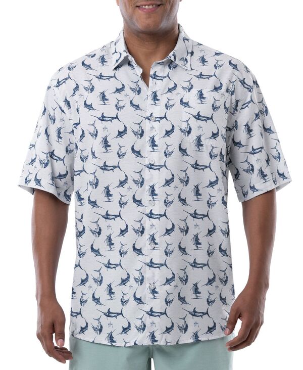 ガイ ハーヴェイ メンズ トップス シャツ Guy Harvey Men's Short Sleeve Retro Billfish Fishing Shirt Bright White ホワイト