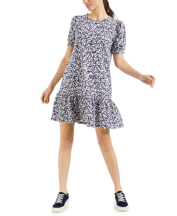 レディースファッション ワンピース 返品 交換対象商品 Combo Blue Intrepid Dress Ruffled Daisy Print Petite トップス ワンピース レディース チャータークラブ Mygoat Co