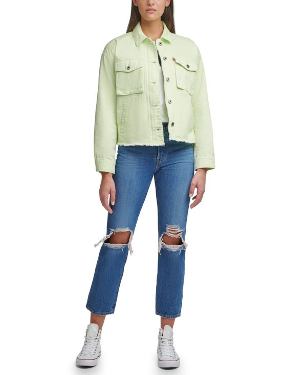 希少 楽天市場 リーバイス レディース ジャケット ブルゾン アウター Cropped Cotton Utility Jacket Lime Revida 楽天市場店 楽天1位 Ult Lpmpriau Kemdikbud Go Id