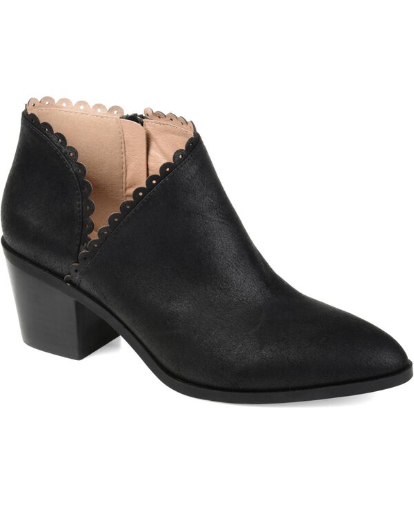 ジュルネ コレクション レディース シューズ ブーツ・レインブーツ ヒール Journee Collection Women's Tessa Scalloped Block Heel Booties Black ブラック 18,600円