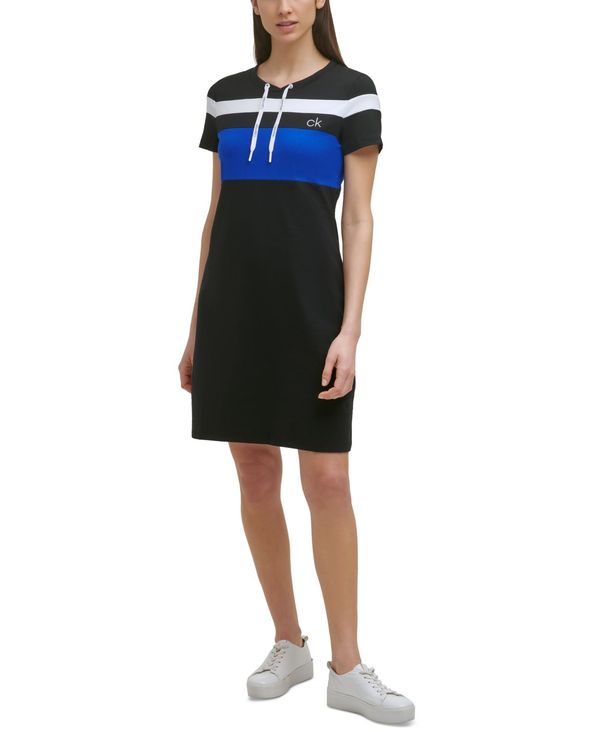 売り切れ必至 カルバンクライン レディース ワンピース トップス Colorblocked Drawstring Neck Dress Blk Regatta Wht 新版 Www Bluewaterhomecare Com