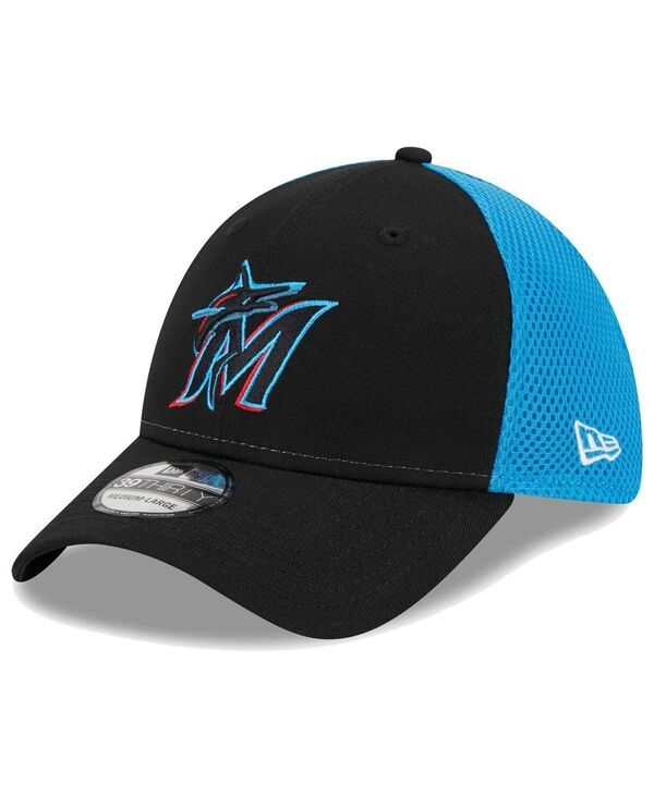 ニューエラ メンズ アクセサリー 帽子 New Era Men's Black Miami Marlins Team Neo 39THIRTY Flex Hat Black ブラック
