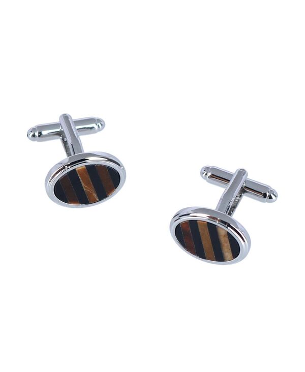 トラファルガー メンズ 佩び物 カフスリンク TRAFALGAR Raja the Tiger Eye Cufflinks (1 Pair) Silver しろがね色