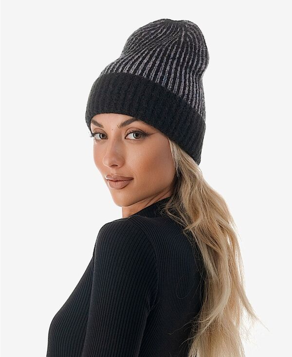 マーカスアドレール レディース アクセサリー 帽子 リブ ニット Marcus Adler Women's Confetti Cuff Ribbed Knit Beanie Black ブラック