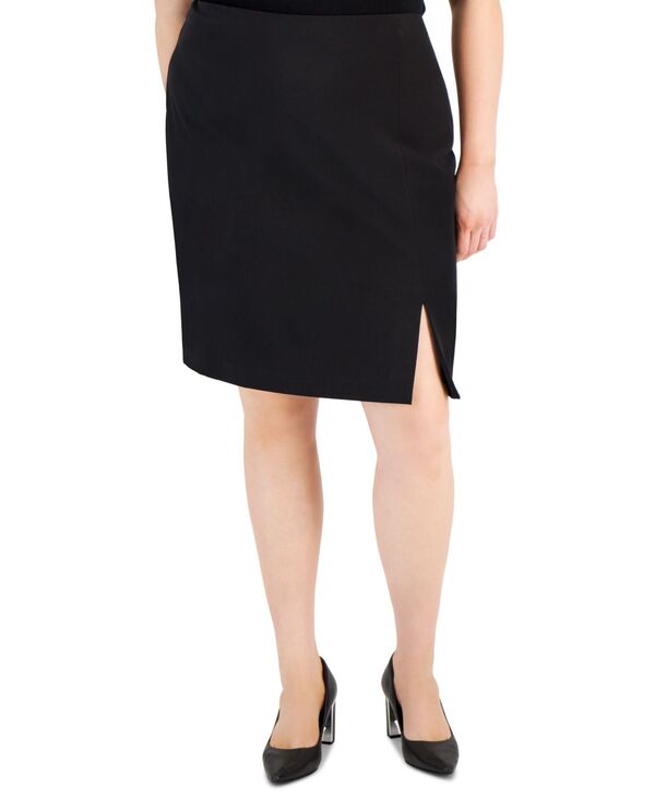 タハリエーエスエル レディース ボトムス スカート プラスサイズ Tahari ASL Plus Size Slit-Front Zip-Back Pencil Skirt Black ブラック