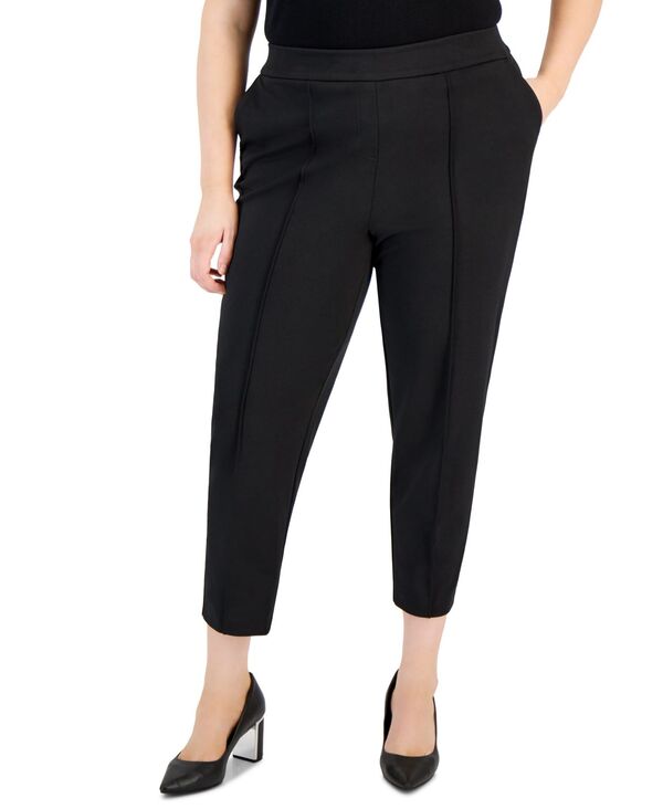 タハリエーエスエル レディース ボトムス カジュアルパンツ プラスサイズ パンツ Tahari ASL Plus Size Ponte Mid-Rise Front-Seamed Pants Black ブラック