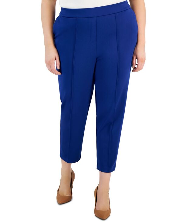 タハリエーエスエル レディース ボトムス カジュアルパンツ プラスサイズ パンツ Tahari ASL Plus Size Ponte Mid-Rise Front-Seamed Pants Cobalt コバルト