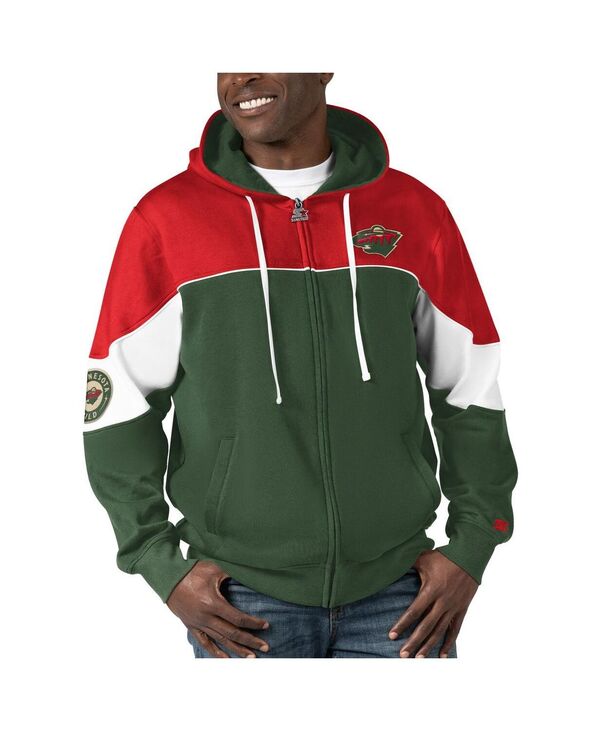 クランク メンズ アウター パーカー・スウェット パーカー Starter Men\u0027s Green Red Minnesota Wild Power Forward Full-Zip Hoodie Green Red 赤いこと