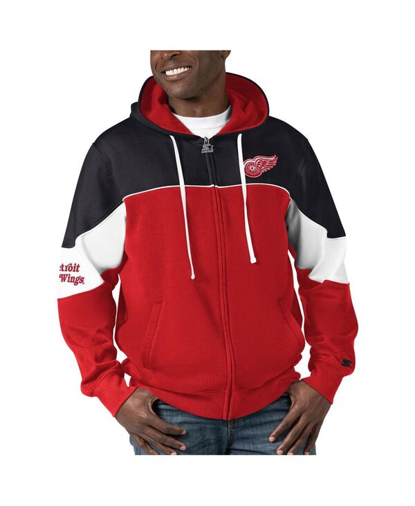 クランク メンズ アウター パーカー・スウェット パーカー Starter Men\u0027s Red Black Detroit Red Wings Power Forward Full-Zip Hoodie Red Black 黒いこと