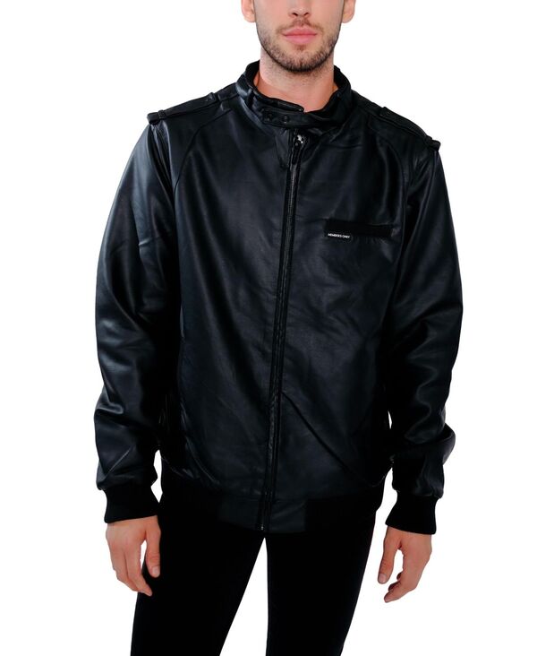 メンバーズオンリー メンズ アウター ジャケット・ブルゾン トール レザー フェイクレザー ジャケット Members Only Big & Tall Faux Leather Iconic Racer Jacket Black ブラック