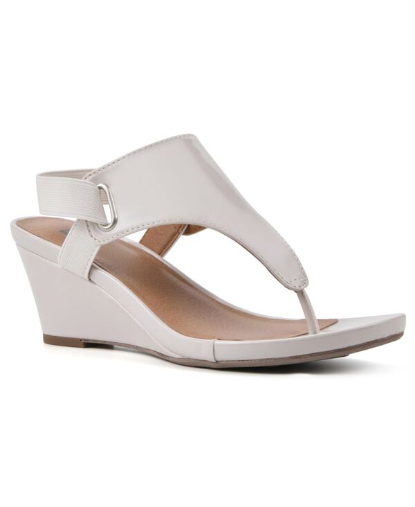 ホワイトマウンテン レディース シューズ サンダル White Mountain Women's All Dres Wedge Sandals Eggshell Patent Smooth|ReVida 店