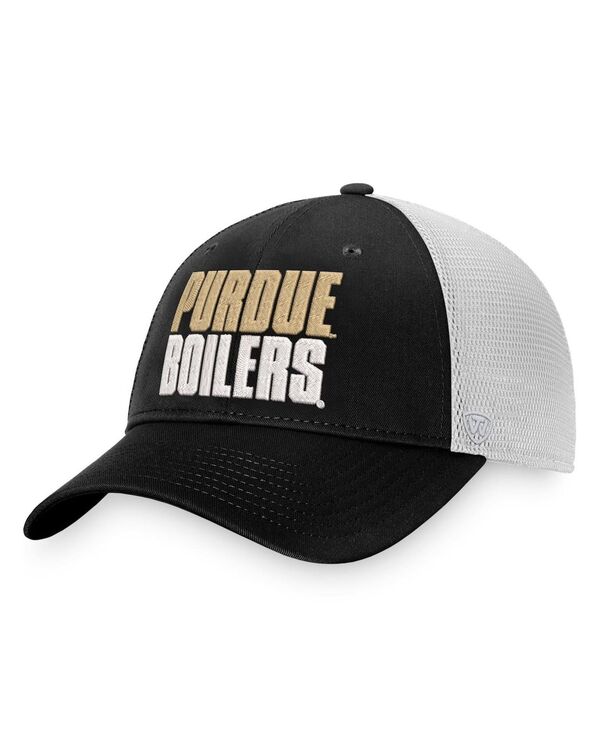 トップオブザワールド メンズ アクセサリー 帽子 Top of the World Men's Black White Purdue Boilermakers Stockpile Trucker Snapback Hat Black White ホワイト