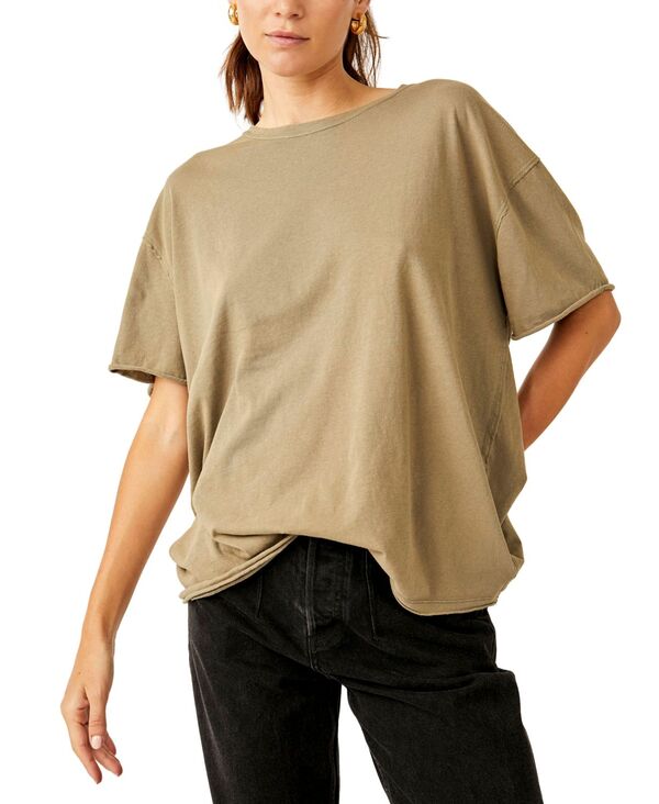 フリーピープル レディース トップス シャツ Tシャツ コットン Free People Women's Nina Cotton T-Shirt Olive Stone オリーブ