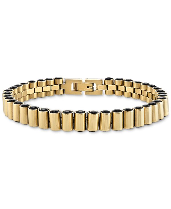 エスクァイア メンズ アクセサリー ブレスレット・バングル・アンクレット Esquire Men's Jewelry Black Spinel Cylinder Link Bracelet-Tone Ion-Plated Sterling Gold-Tone ゴールド