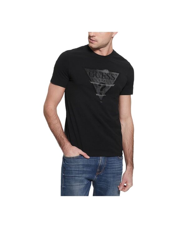 ゲス メンズ トップス Tシャツ クルーネック GUESS Men's Eco Triangle Crewneck Tee Jet Black ブラック|ReVida 店