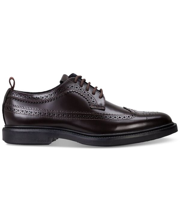 ヒューゴボス メンズ シューズ ドレスシューズ ウィングチップ ワンピース ダービー Hugo Boss Men's Larry Wingtip Derby Dress Shoe Dark Red レッド