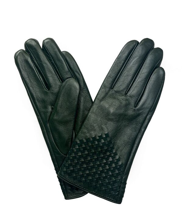 マーカスアドレール レディース アクセサリー 手袋 レザー Marcus Adler Women's Woven Genuine Leather Touchscreen Glove Olive オリーブ