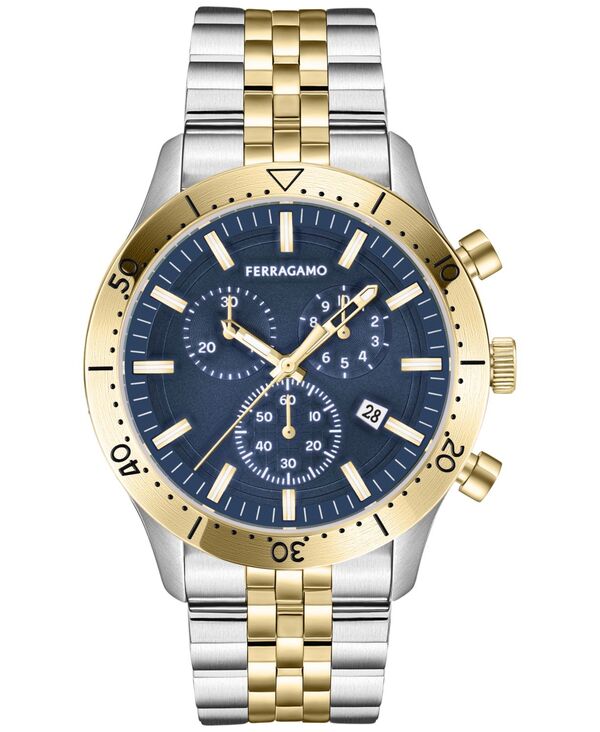 フェラガモ メンズ 付属品 ウオッチ プルオーバー Ferragamo Salvatore Men\u0027s Swiss Chronograph Master Two-Tone Stainless Steel Bracelet Watch 43粍 Two Tone