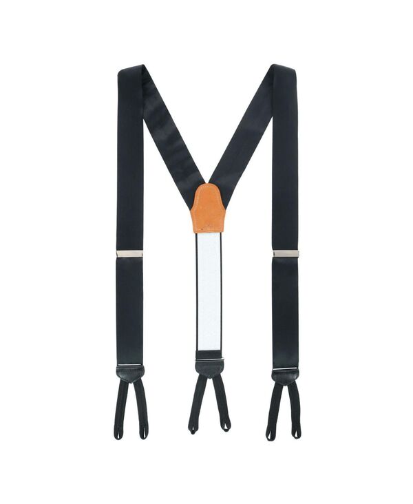 トラファルガー メンズ アクセサリー ベルト シルク TRAFALGAR Men's Sutton Solid Color Silk Formal End Suspenders Black ブラック