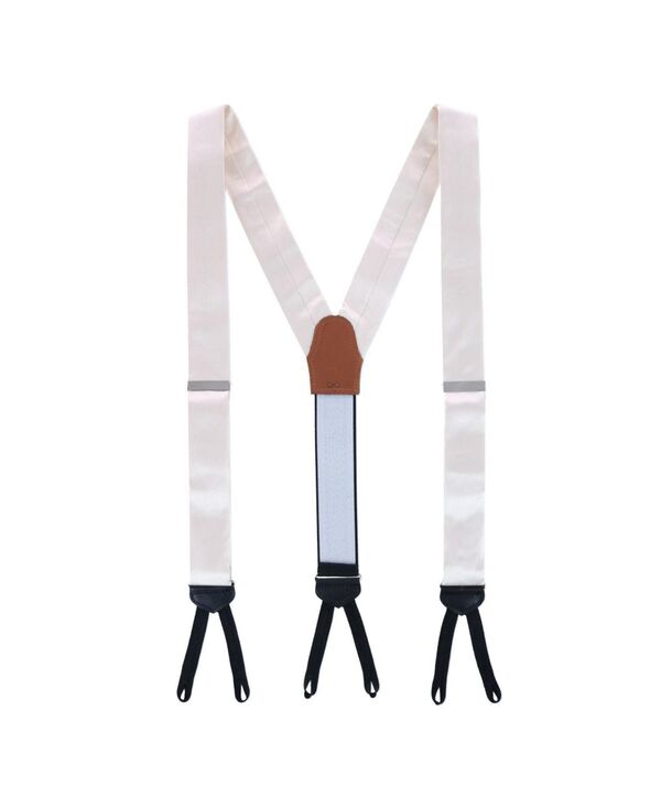 トラファルガー メンズ アクセサリー ベルト シルク TRAFALGAR Men's Sutton Solid Color Silk Formal End Suspenders Ivory アイボリー