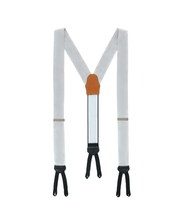 トラファルガー メンズ アクセサリー ベルト シルク TRAFALGAR Men's Sutton Solid Color Silk Formal End Suspenders Silver シルバー