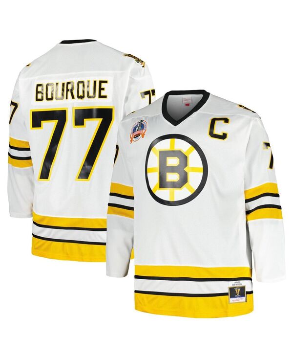 ミッチェル&ネス メンズ トップス シャツ トール キャップ ジャージー Mitchell & Ness Men's Ray Bourque White Boston Bruins Big and Tall Captain Patch Blue Line Player Jersey White ホワイト｜ReVida 店