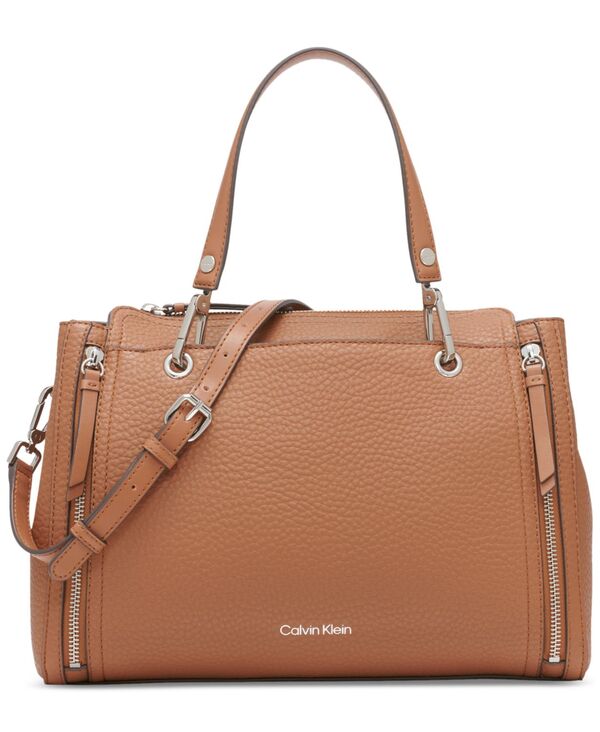 カルバンクライン レディース バッグ ハンドバッグ Calvin Klein Garnet Triple Compartment Top Zipper Satchel Caramel|ReVida 店
