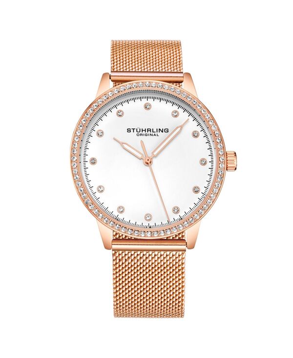 ストゥーリング レディース アクセサリー 腕時計 メッシュ Stuhrling Women's 3904 Quartz 38mm Fashion Mesh Band Watch Rose Gold ゴールド