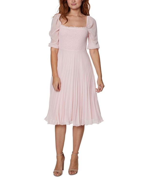 即発送可能 bジェネレーション レディース ワンピース トップス Smocked Pleated Chiffon Midi Dress Blush 最安 Newsite Churchfieldrealestate Com