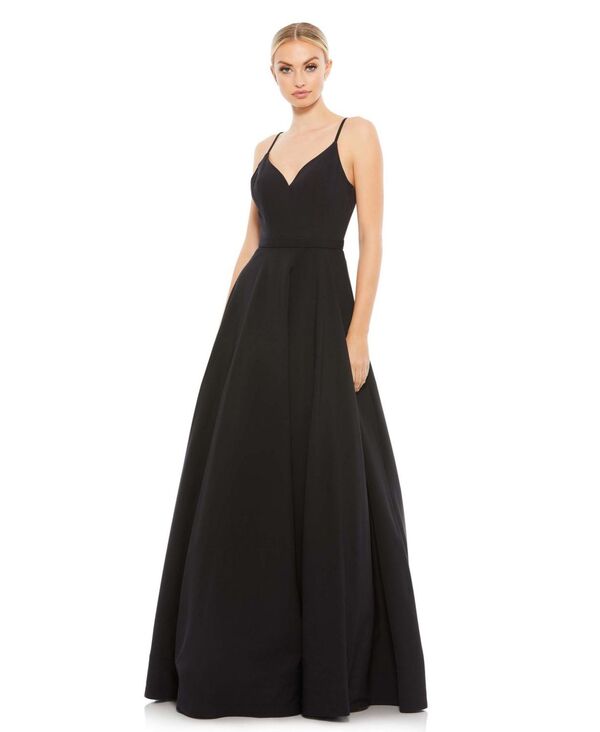 マックダガル レディース トップス ワンピース Vネック A ライン Mac Duggal Women's Ieena Classic A-Line V-Neck Ballgown Black ブラック｜ReVida 店 64,240円