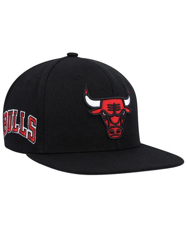 ミッチェル&ネス メンズ アクセサリー 帽子 Mitchell & Ness Men's Black Chicago Bulls Side Core 2.0 Snapback Hat Black ブラック