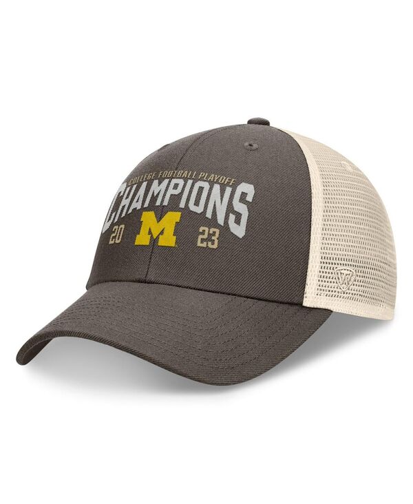 トップオブザワールド メンズ アクセサリー 帽子 Top of the World Men's Heather Gray Michigan Wolverines College Football Playoff 2023 National Champions Unstructured Trucker Adjustable Hat Heather Gray グレー