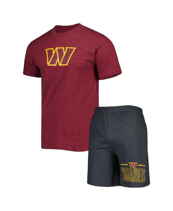 コンセプツ スポーツ メンズ トップス Tシャツ ショートパンツ Concepts Sport Men's Burgundy Charcoal Washington Commanders Meter T-shirt and Shorts Sleep Set Burgundy Charcoal チャコール