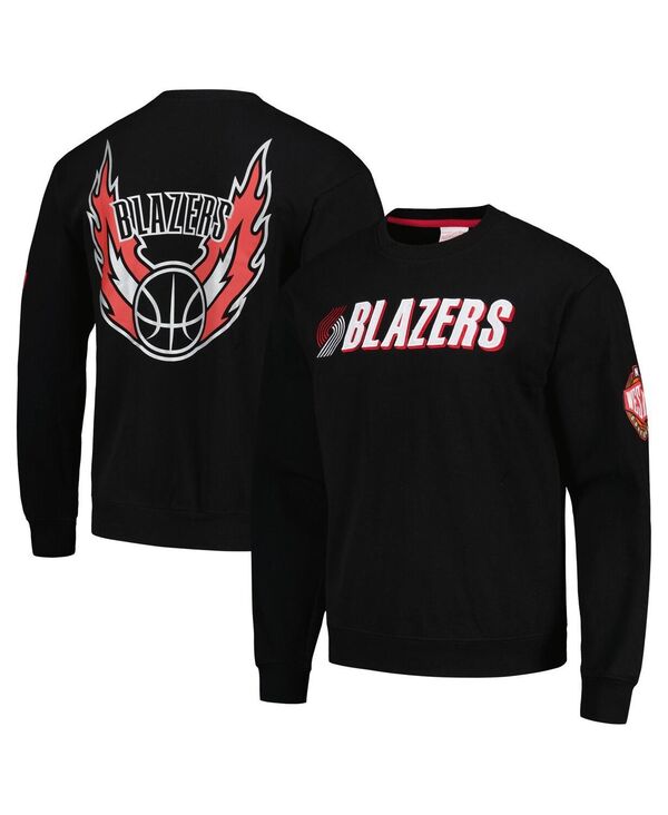ミッチェル&ネス メンズ アウター ジャケット・ブルゾン スウェット シャツ ブレザー Mitchell & Ness Men's Black Portland Trail Blazers Hardwood Classics There and Back Pullover Sweatshirt Black ブラック