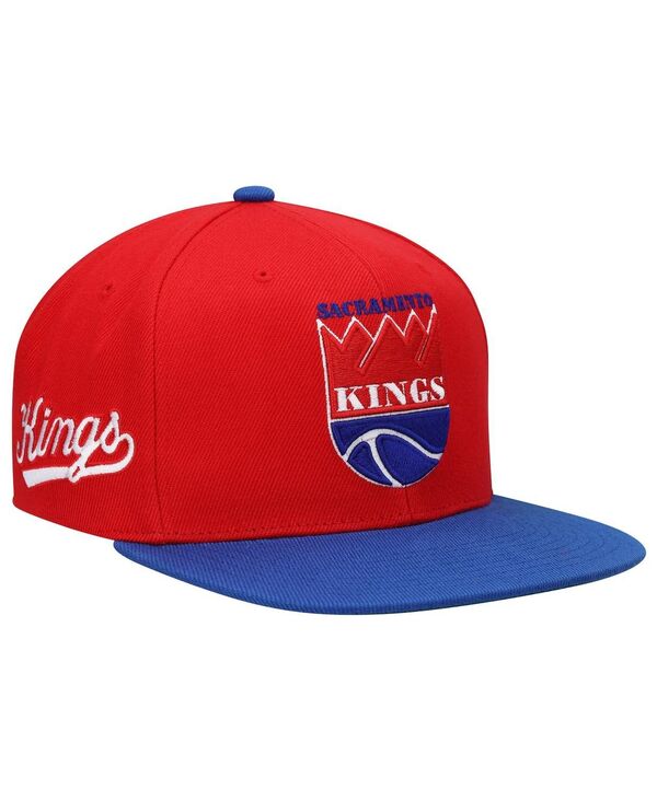 ミッチェル&ネス メンズ アクセサリー 帽子 Mitchell & Ness Men's Red and Royal Sacramento Kings Hardwood Classics Snapback Hat Red Royal レッド
