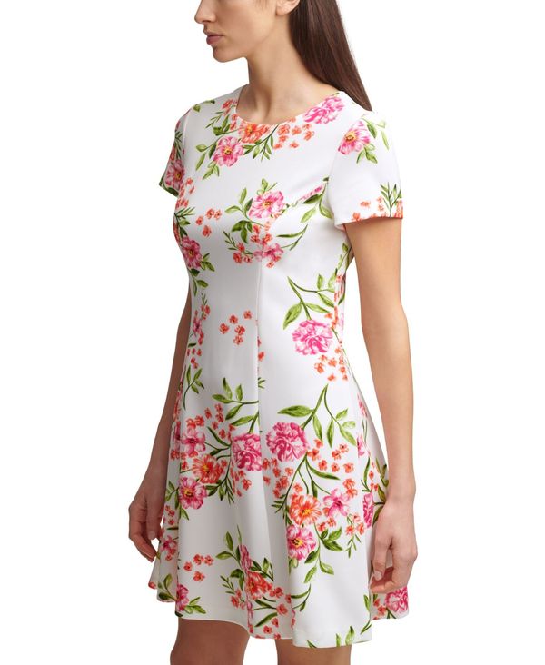 代引き手数料無料 ジェシカハワード レディース ワンピース トップス Petite Floral Print Fit Flare Dress Ivory Multi 全ての Www Bluewaterhomecare Com
