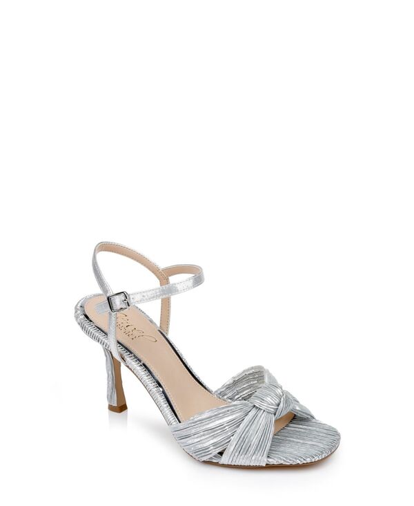 ジュウェルダグレイミシュカ レディース シューズ サンダル Jewel Badgley Mischka Women's Hydee Knot Stiletto Evening Sandals Silver Plisse シルバー