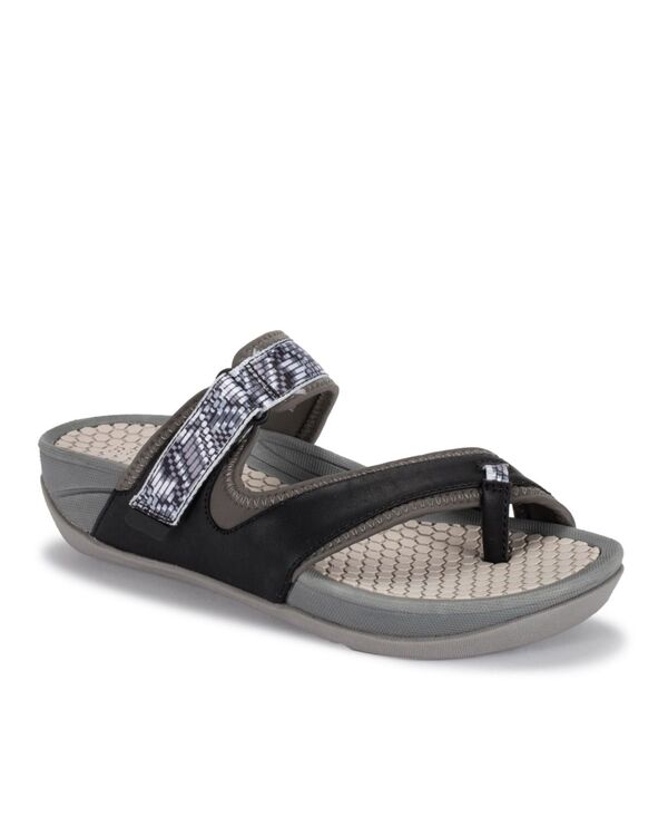 ベアトラップス レディース シューズ サンダル Baretraps Women's Deserae Rebound Flat Sandals Dark Gray グレー｜ReVida 店