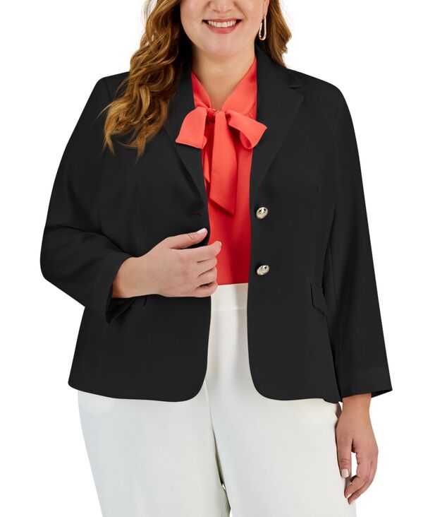 カスパール レディース アウター ジャケット・ブルゾン プラスサイズ ブレザー Kasper Plus Size Two-Button Blazer Black ブラック