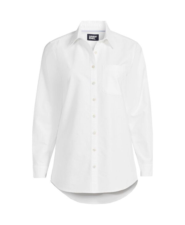 ランズエンド レディース トップス シャツ プチ オックスフォード Lands' End Petite Oxford Shirt White ホワイト