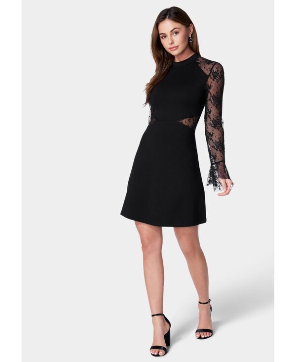 ベベ レディース ボトムス ハーフパンツ・ショーツ カットアウト レース Bebe Women's Lace Bell Sleeve Cutout Dress Black ブラック|ReVida 店